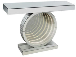 Contemporary Round Mirrored Light Up Console Table