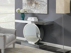 Contemporary Round Mirrored Light Up Console Table