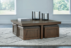 Boarder Coffee Table w/ 4 Stools