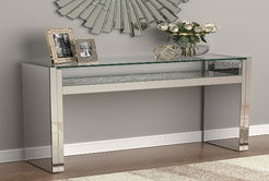 Hollywood Glam Console Table w/ Floating Glass Top